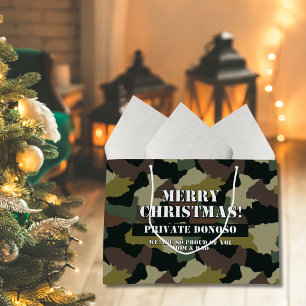 Military Green Brown Camouflage Custom Merry Xtmas Gift Tags