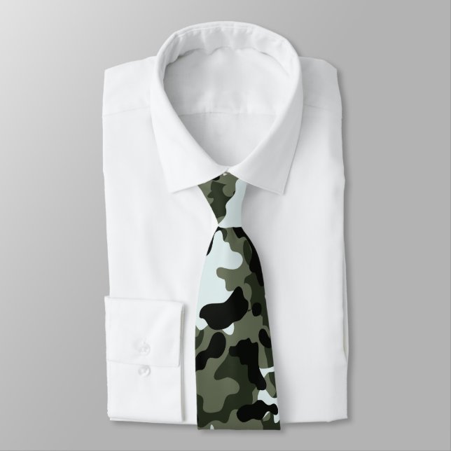 Military Green Camo Neck Tie (Tied)
