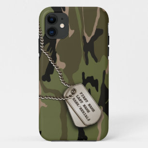 Military Green Camo w/ Dog Tag iPhone 11 Case