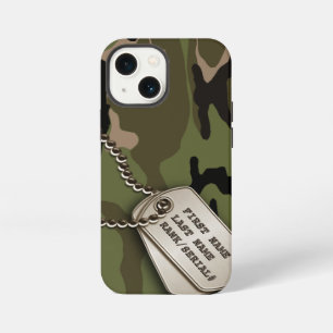 Military Green Camo w/ Dog Tag iPhone 13 Mini Case