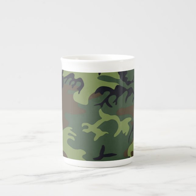 Military Green Camouflage Bone China Mug (Front)