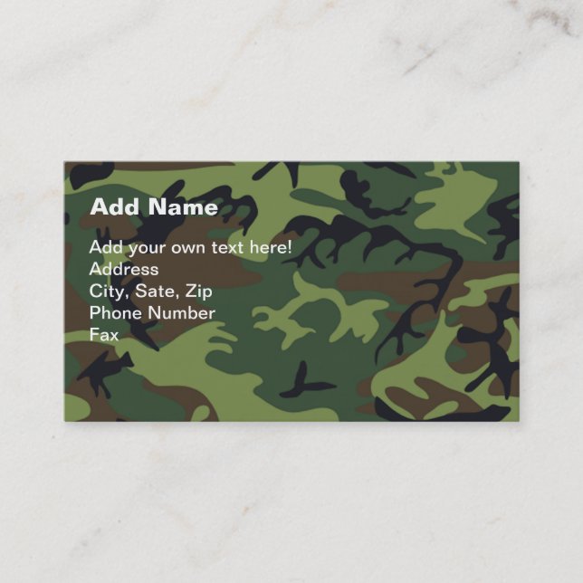 Military Green Camouflage Business Card (Front)