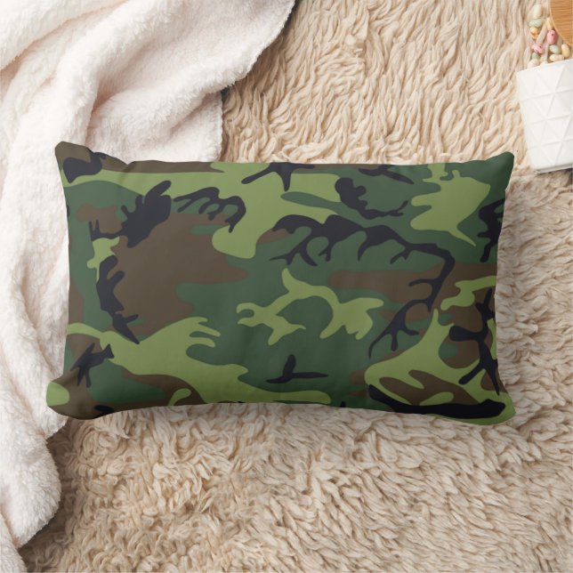 Military Green Camouflage Lumbar Cushion (Blanket)
