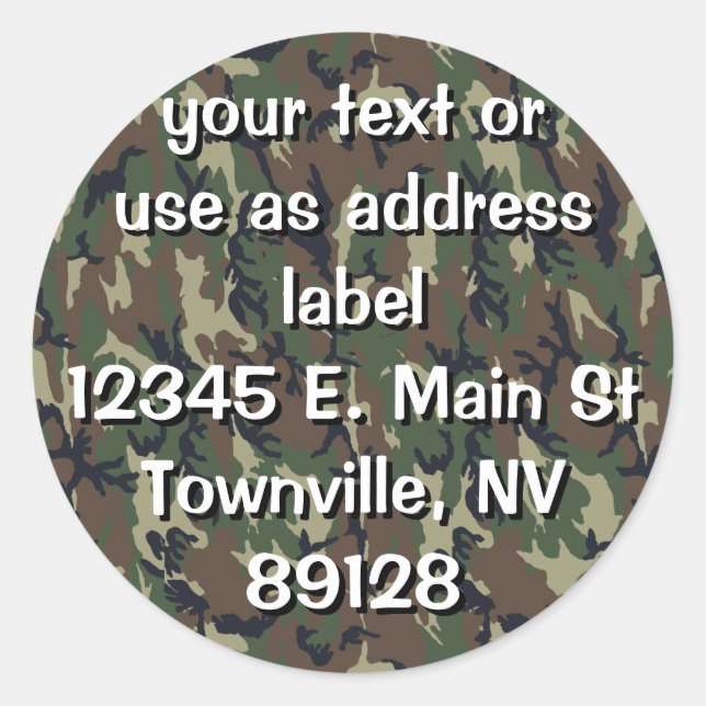 Military Green Camouflage Pattern Classic Round Sticker (Front)