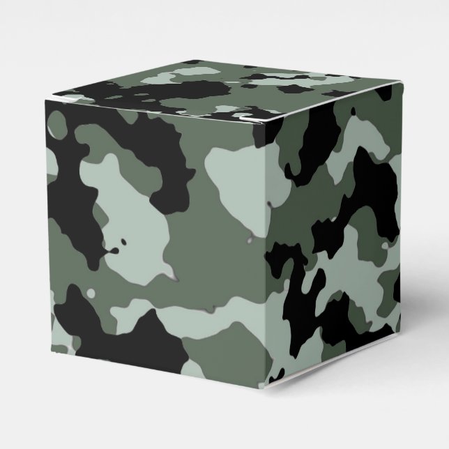 Military Green Camouflage Pattern Favour Box (Front Side)