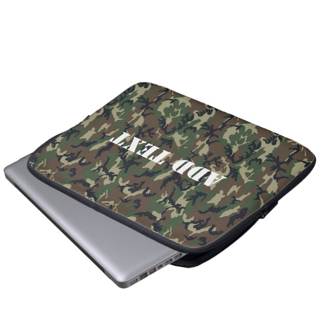 Military Green Camouflage Pattern Laptop Sleeve (Front Bottom)