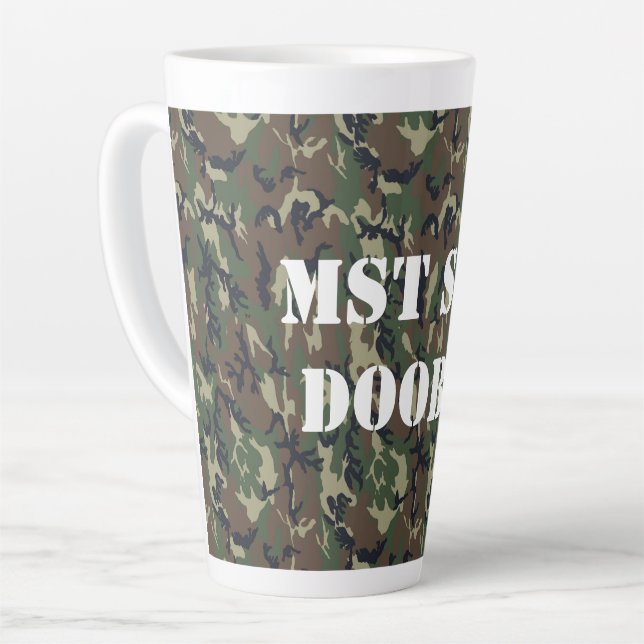 Military Green Camouflage Pattern Latte Mug (Left Angle)