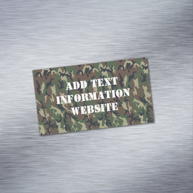 Military Green Camouflage Pattern Magnetic Business Card (In Situ)