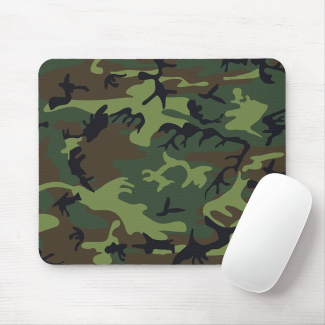 Military Green Camouflage Pattern Mouse Mat (With Mouse)
