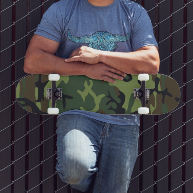Military Green Camouflage Pattern Skateboard (Outdoor 3)
