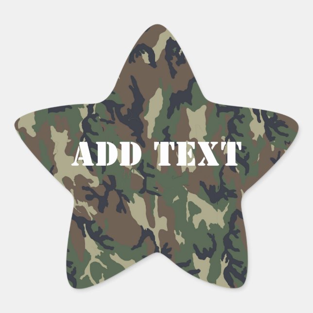 Military Green Camouflage Pattern Star Sticker (Front)