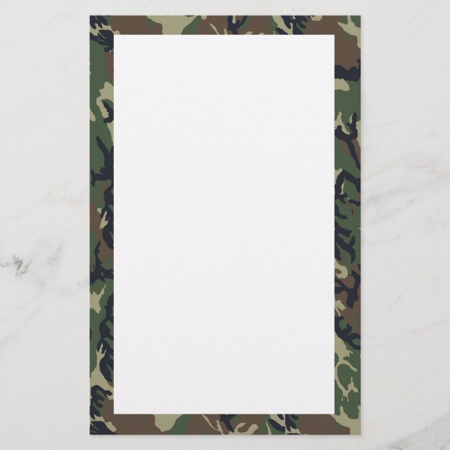 Military Green Camouflage Pattern Stationery (Front)