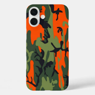 Military Green Orange Camouflage Como Army Print iPhone 16 Plus Case