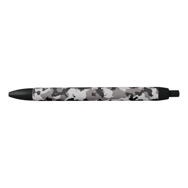 Military Grey Camouflage Pattern Black Ink Pen (Front)