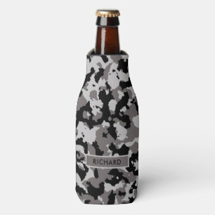 Military Grey Camouflage Pattern Personalised Bottle Cooler