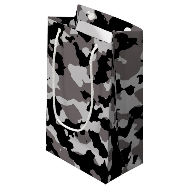 Military Grey Camouflage Pattern Small Gift Bag (Front Angled)
