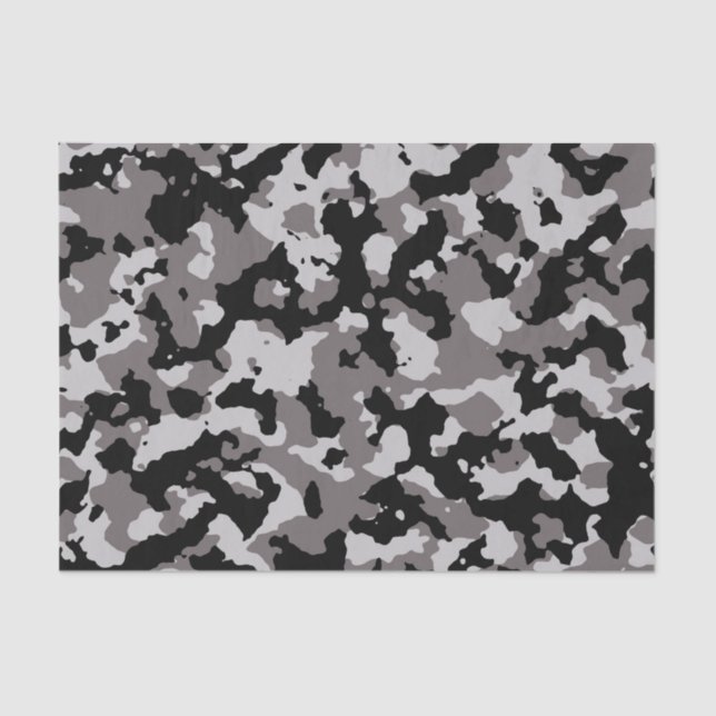 Military Grey Camouflage Pattern Tissue Paper (Front)