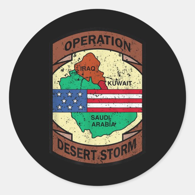 Military Gulf War Operation Desert Storm Usa Insig Classic Round Sticker (Front)
