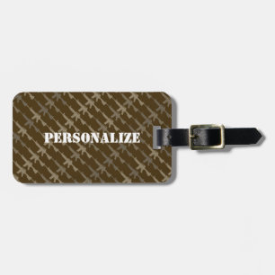 Military Gun Camouflage GI Style Rifle Cool Brown Luggage Tag