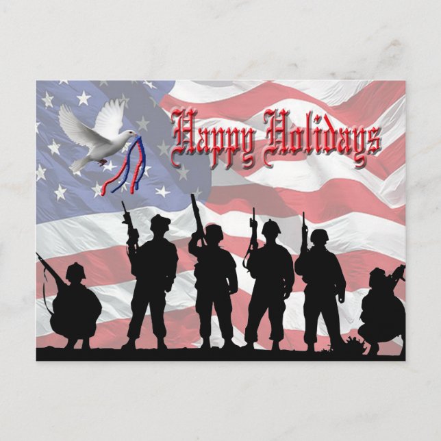 Military Happy Holidays Postcard (Front)