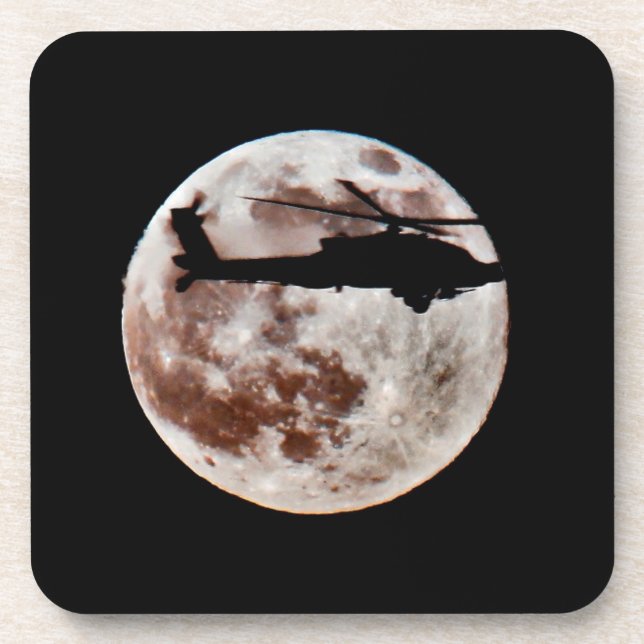 Military Helicopter Against Full Moon Coaster (Front)