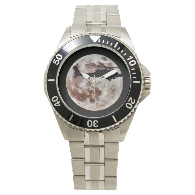 Military Helicopter Against Full Moon Watch (Front)