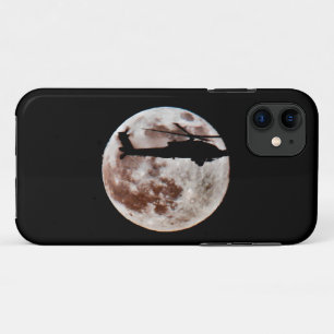 Military Helicopter Against the Moon at Night Case