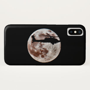 Military Helicopter Against the Moon at Night iPhone X Case
