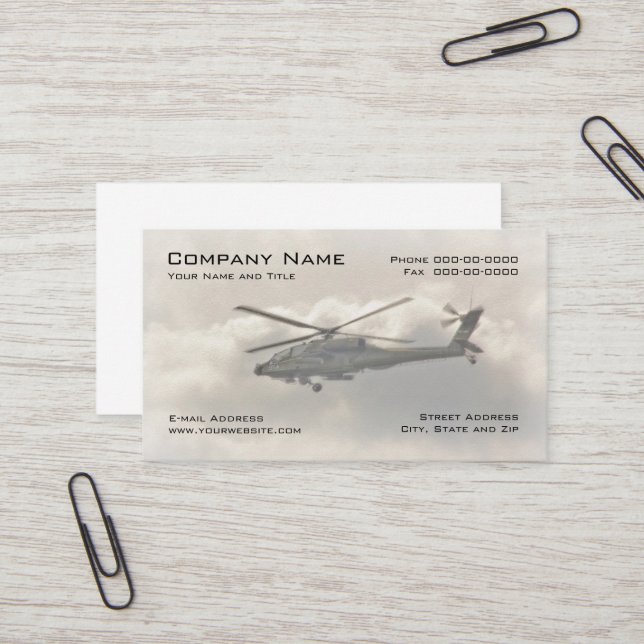 Military Helicopter Business Card (Front/Back In Situ)