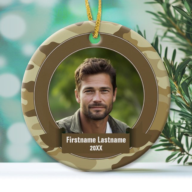 Military Hero - Camo SINGLE-SIDED Ceramic Tree Decoration (Custom Ornament)