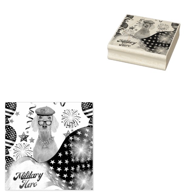 Military Hero Weimaraner Rubber Stamp (Stamped)