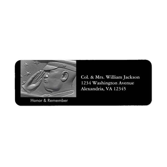 Military Honour & Remember Black Address Label (Front)