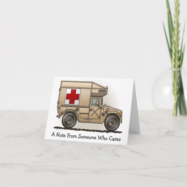 Military Hummer Ambulance Note Card (Front)