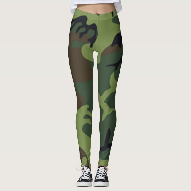 Military Hunting Camo Yoga Pants, Fun Leggings (Front)