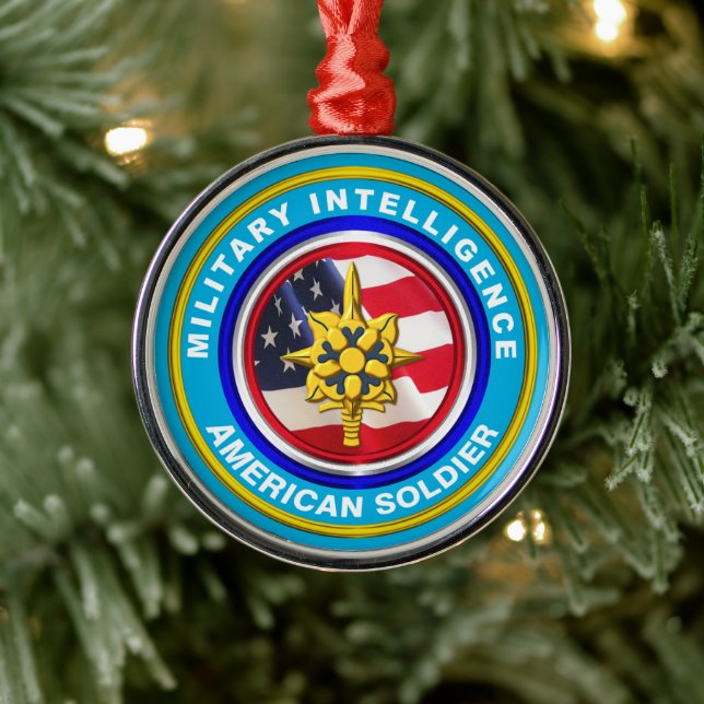 Military Intelligence Veteran Keepsake Christmas Metal Tree Decoration (Tree)