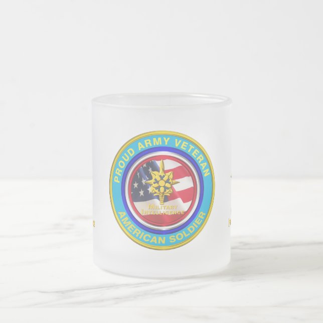 Military Intelligence Veteran Keepsake Frosted Glass Coffee Mug (Center)