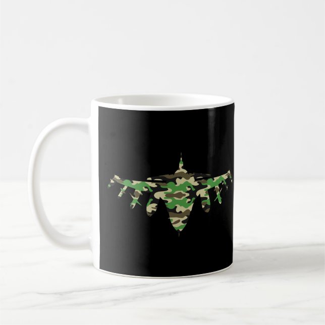 Military Jet camouflage fighter aircraft silhouett Coffee Mug (Left)