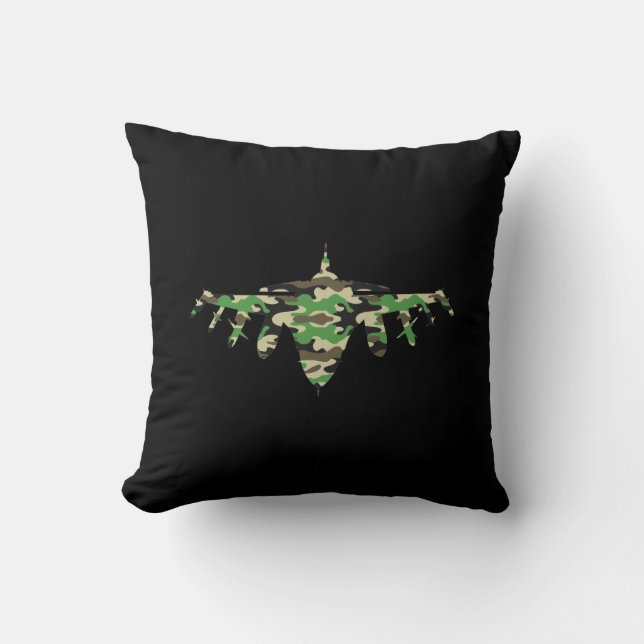 Military Jet camouflage fighter aircraft silhouett Cushion (Front)