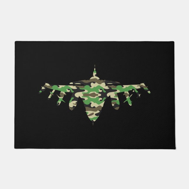 Military Jet camouflage fighter aircraft silhouett Doormat (Front)