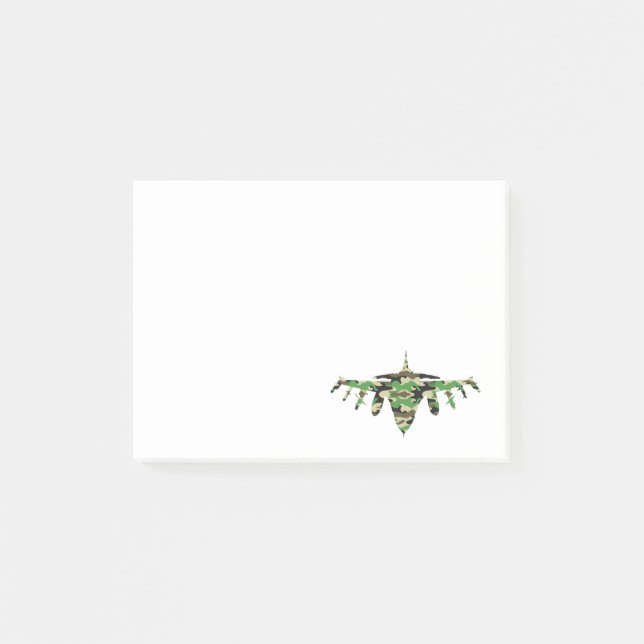Military Jet camouflage fighter aircraft silhouett Post-it Notes (Front)