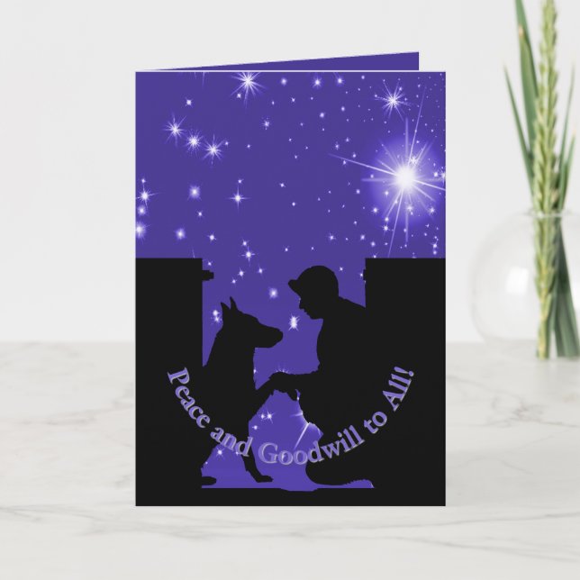 Military K9 Handler and Best Friends Christmas Holiday Card (Front)