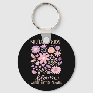 Military Kid Dandelion Bloom Where Planted Purple Key Ring