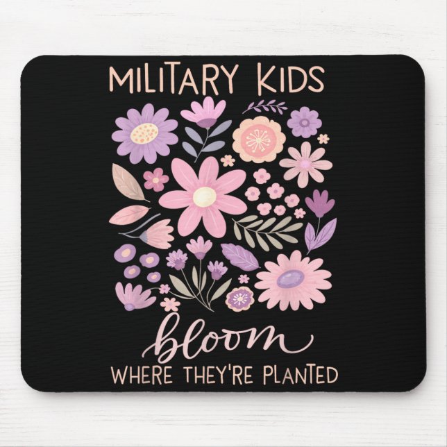Military Kid Dandelion Bloom Where Planted Purple Mouse Mat (Front)