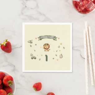 Military Lion First Birthday Paper Napkin