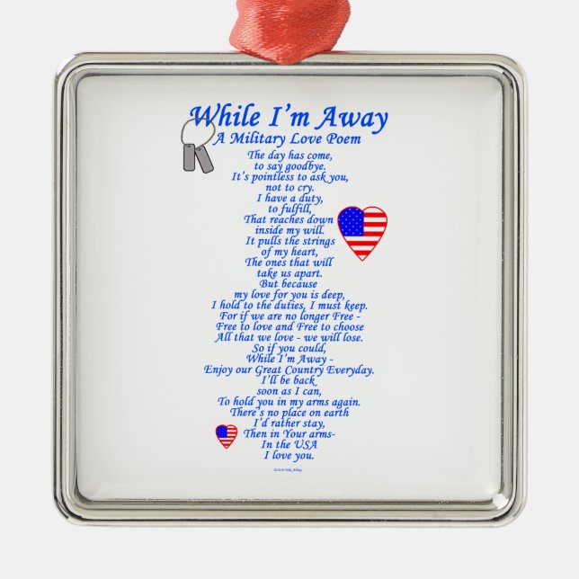 Military Love Poem Metal Tree Decoration (Front)