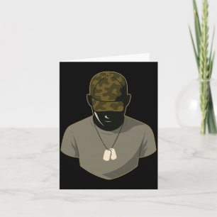 Military Man Camo Hat And Dog Tags Camouflage Card
