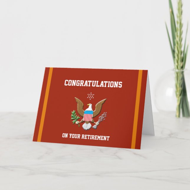 Military Marine Retirement-2 Colours Defence emble Card (Front)