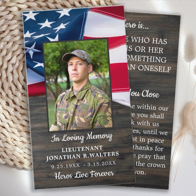 Military Memorial Fallen Soldier Prayer Card Photo (Creator Uploaded)