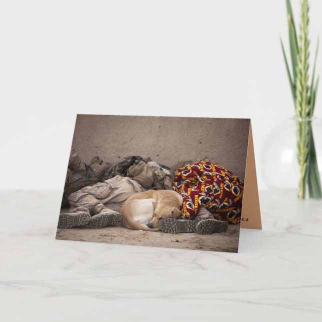 military men and dog Inspirational Card (Front)