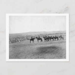 Military Men Survey a Distant Lakota Camp Postcard
